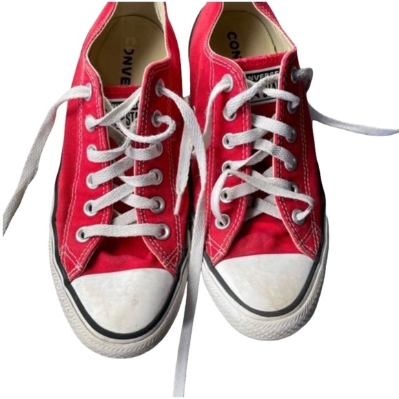 Converse Red Canvas Sneakers Runners Trendy Shoe Women's 8 - Picture 3 of 7